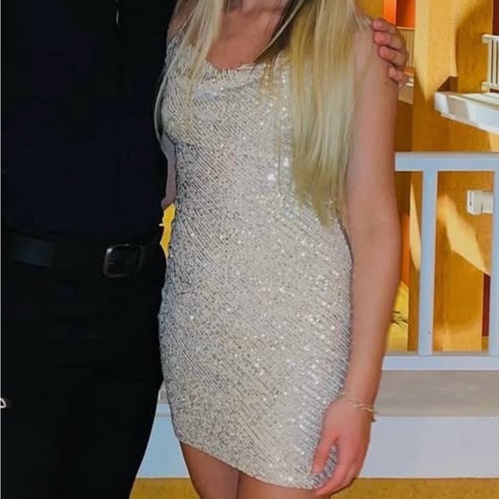 Windsor Cream Sequin One Shoulder Dress
